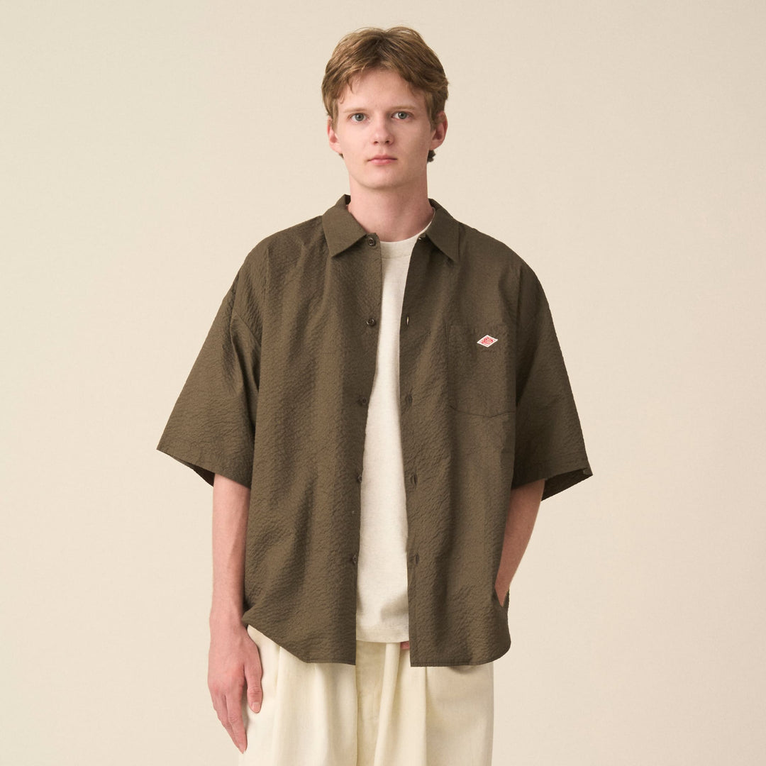 Men's Seersucker Short Sleeve Work Shirt
