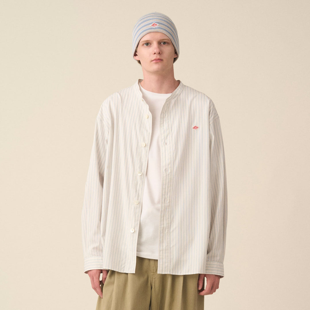 Men's Cotton Poplin Band Collar Shirt