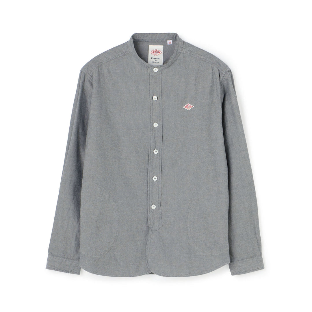 Women's Cotton Flannel Band Collar Shirt