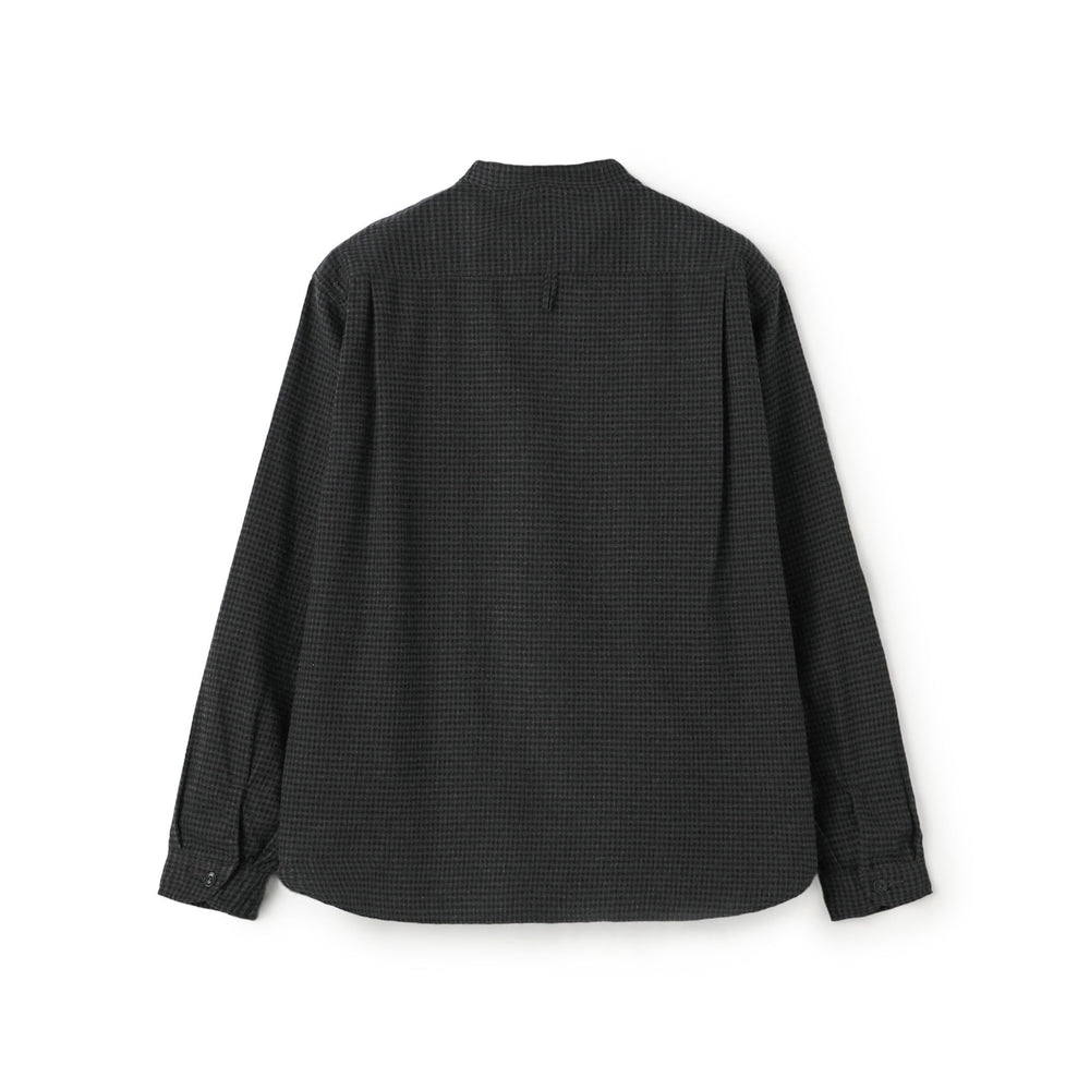 Women's Flannel Band Collar Shirt - Check