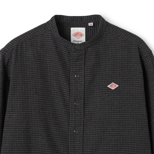 Women's Flannel Band Collar Shirt - Check