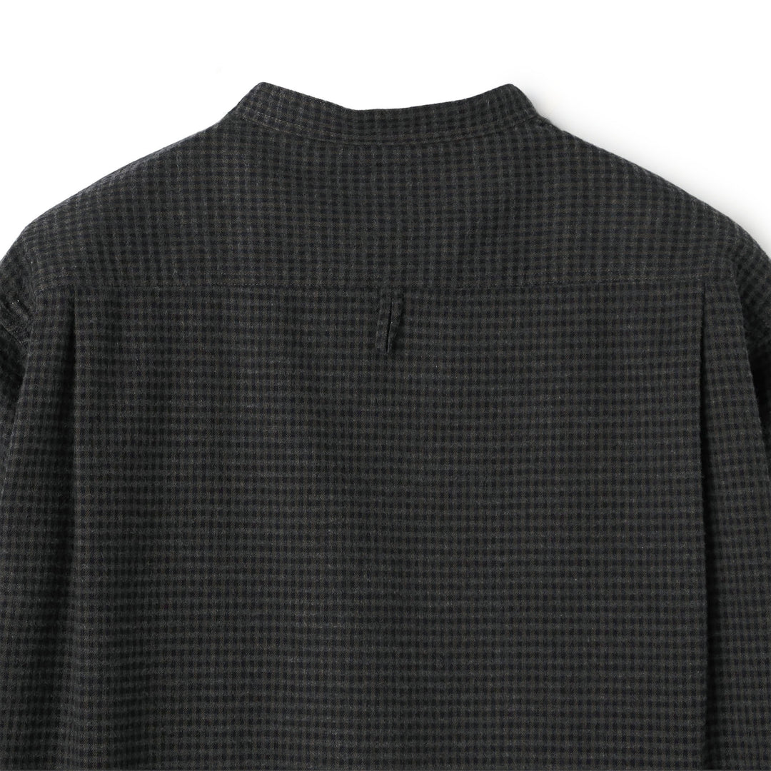 Women's Flannel Band Collar Shirt - Check