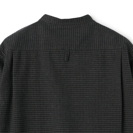 Women's Flannel Band Collar Shirt - Check
