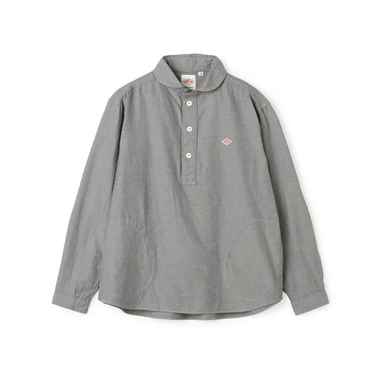 Men's Cotton Flannel Round Collar Pullover Shirt