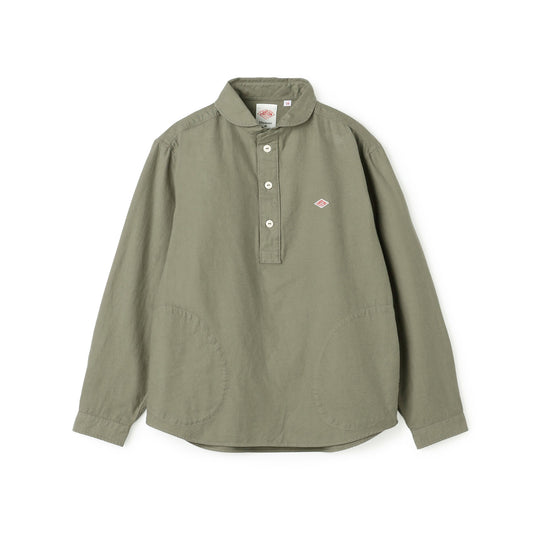 Men's Cotton Flannel Round Collar Pullover Shirt
