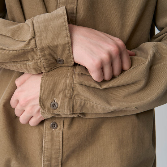 Men's Corduroy Band Collar Shirt